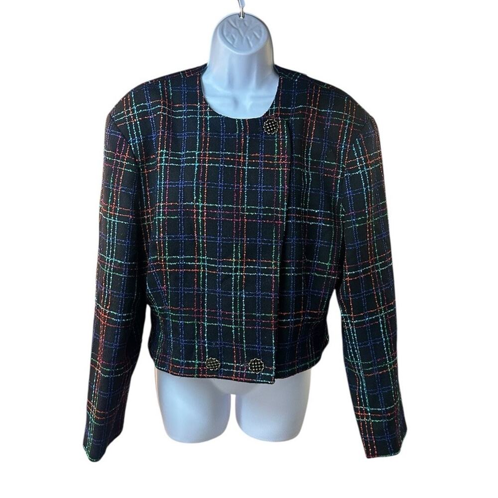 Vintage Pendleton Plaid Cropped Jacket 14 USA Wool Blazer